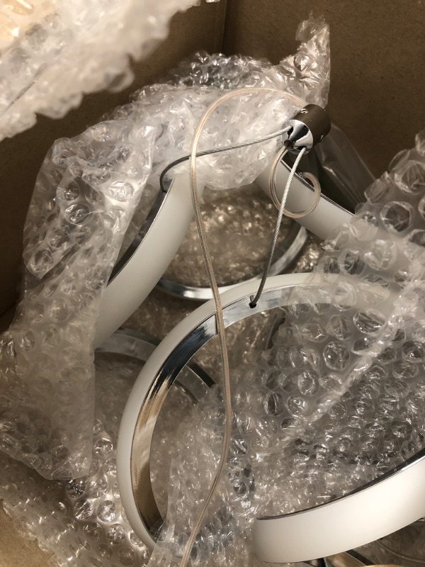 Photo 1 of CANEOE Modern Led Pendant Light, 5500K Creative Led Kitchen Island Pendant Lights Fixtures, Adjustable Height Integrated LED Hanging Lamp for Living Room Bedroom Kitchen Cafe,1 Pack Chrome,5500K