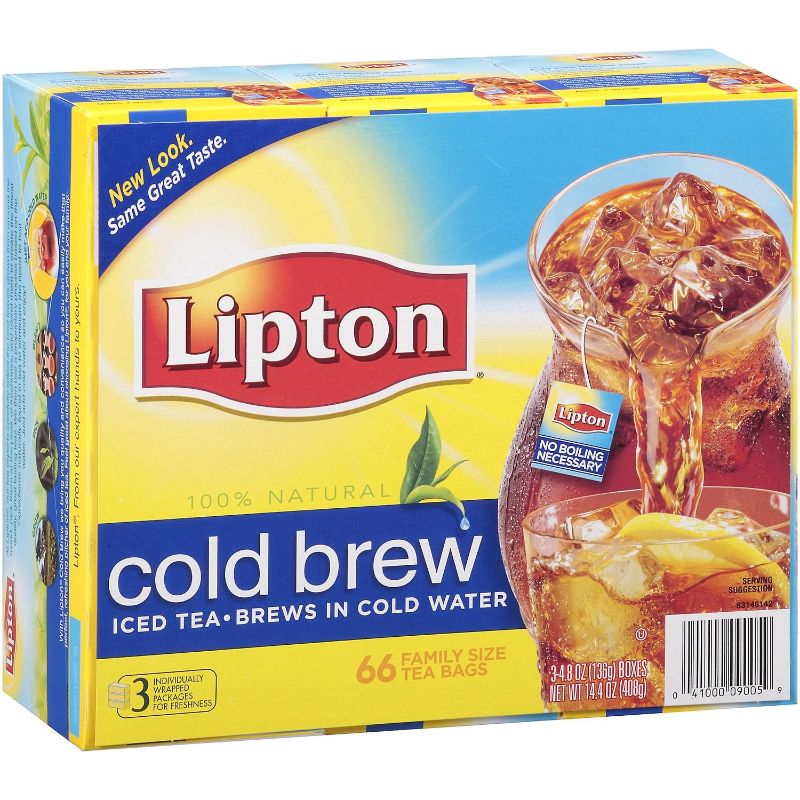 Photo 2 of **NON-REFUNDABLE**Lipton, Black Tea, Cold Brew, Family Size Tea Bags, 22-Count Boxes (Pack of 3)
