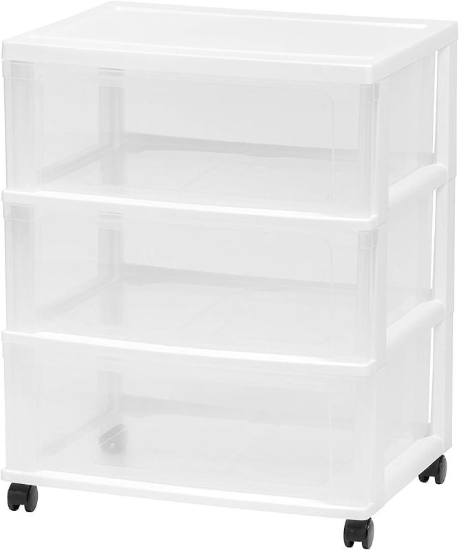 Photo 1 of ***DAMAGED - CRACKED - NO WHEELS - SEE PICTURES***
Desktop 3 Drawer Organizer, White Plastic Drawer Storage Organizer, Small Drawer Organizer for Home, Office