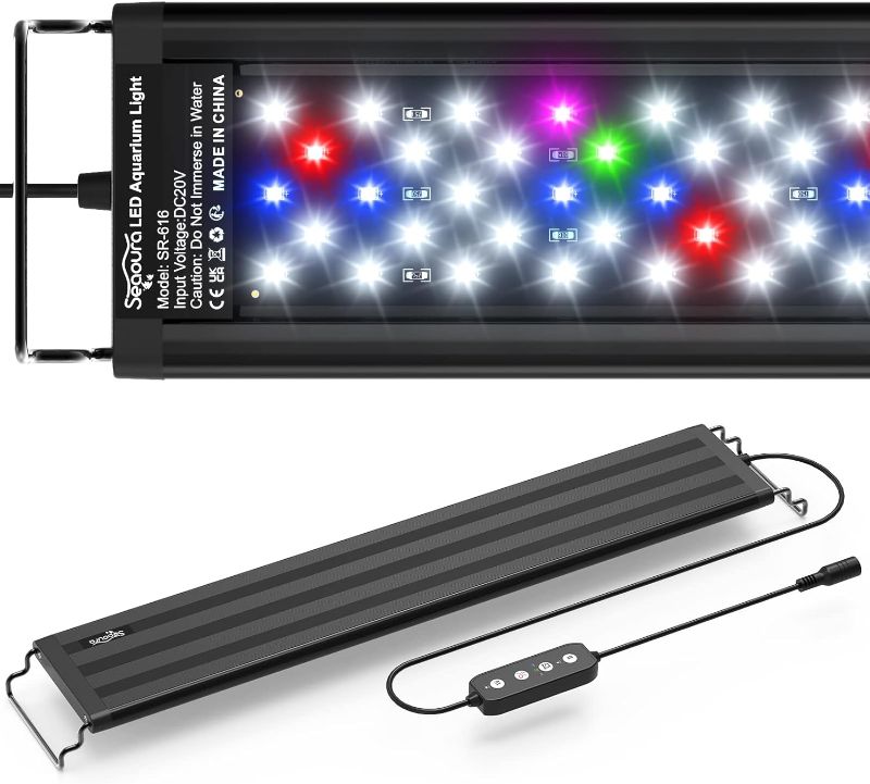 Photo 1 of 
SEAOURA Led Aquarium Light for Plants-Full Spectrum Fish Tank Light with Timer Auto On/Off, 18-24 Inch, Adjustable Brightness, White Blue Red