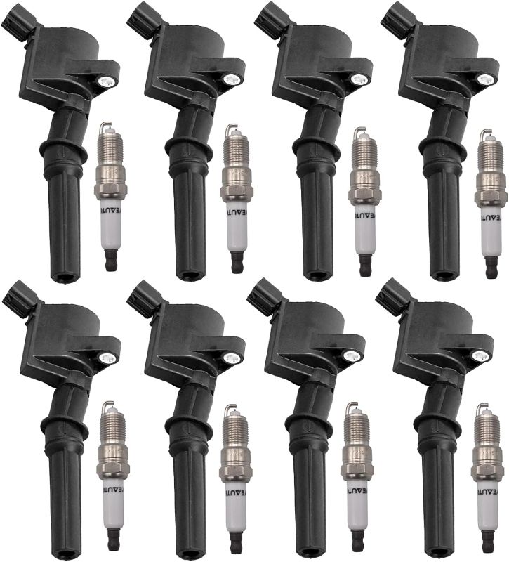 Photo 1 of 
OYEAUTO Ignition Coil Pack Iridium Spark Plug Pack DG508 Set of 8 Compatible with Ford Lincoln Mercury F150 F250 F350 E150 E250 Expedition Mustang Lincoln