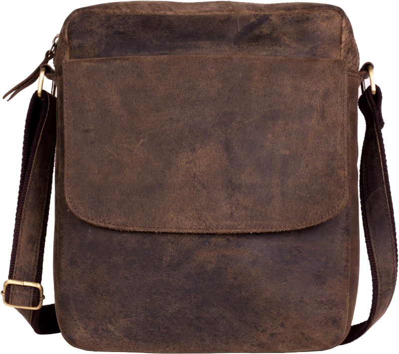 Photo 1 of (READ FULL POST) Leather crossbody bag messenger satchel tablet bag 11 inch for men and women by KPL Distressed Tan Half Flap