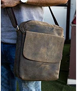 Photo 6 of (READ FULL POST) Leather crossbody bag messenger satchel tablet bag 11 inch for men and women by KPL Distressed Tan Half Flap