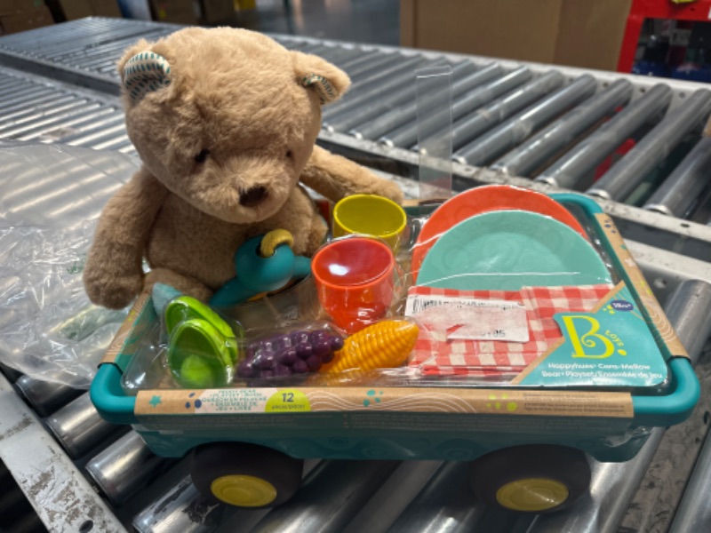 Photo 2 of B. Toys- Happyhues - Cara-Mellow Bear Playset- Plush Bear with Picnic Play Set-Board Book �– Wagon & Play Food – 18 Months + Plush Bear with Wagon