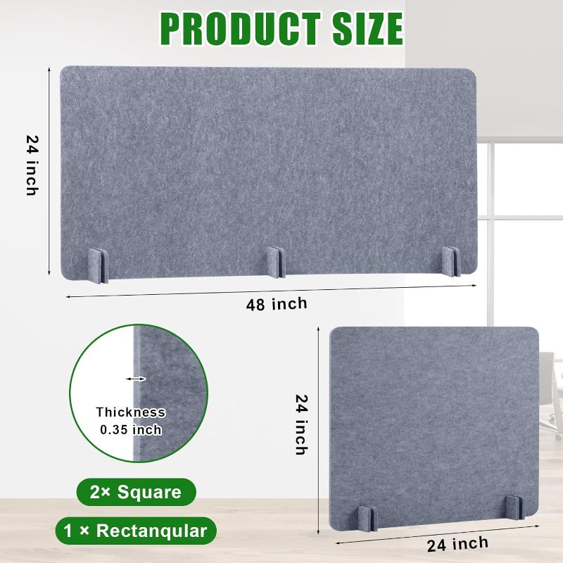 Photo 1 of Buryeah 3 Pcs Acoustic Desk Privacy Panel 23.6" x 47.2", 23.6" x 23.6" Stand up Freestanding Desk Divider Reducing Noise and Visual Distractions Desk Partition for Office Student Home School Area