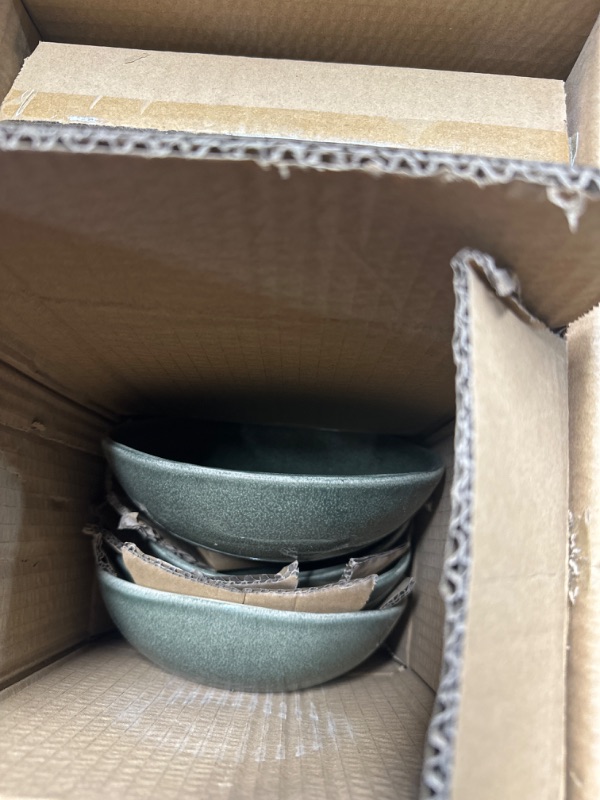Photo 1 of AmorArc Ceramic Dinnerware Sets,Handmade Reactive Glaze Plates and Bowls Set,Highly Chip and Crack Resistant | Dishwasher & Microwave Safe,Service for 4 (12pc) Jade Green Service for 4-12 Pcs