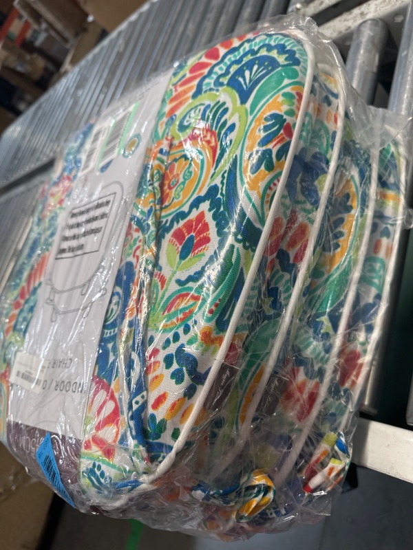Photo 1 of 17"x16"x2" U-Shape Chair Cushions with Ties 4 Count, Outdoor Indoor Waterproof All Weather Seat Pads Decoration for Patio Garden Dining Office - Paisley Multi A Paisley Multi Set of 4