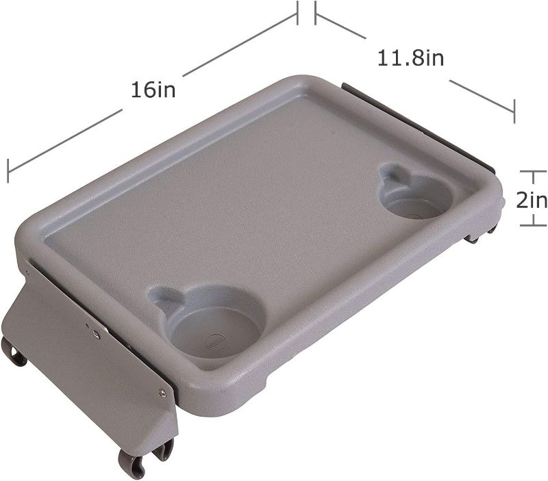 Photo 1 of DMI Walker Tray, Rollator Tray, Mobility and Walker Accessory Tray Table Fits Most Standard Walkers, Folding with Two Cup Holders and Tool Free Assembly, 16 x 11.8`