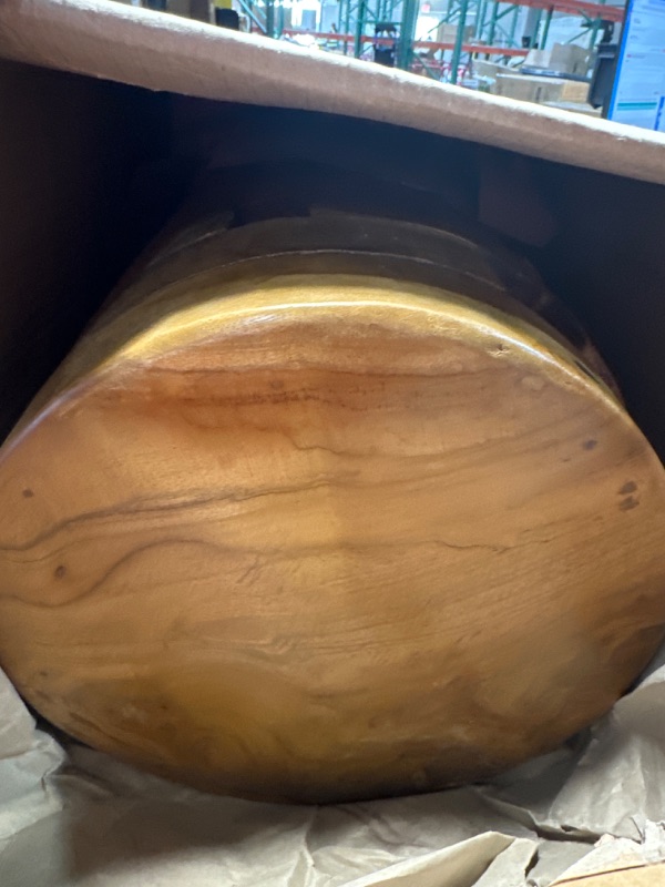 Photo 1 of JOLLYMER Small Teak Side Table, Solid Wood Sofa Table for Living Room, Bedroom and Bathroom, 11.8" D x 16" H