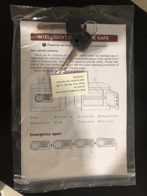 Photo 1 of ***MINOR DAMAGE*REMOVABLE SHELF IS STUCK WEDGED SIDEWAYS INSIDE OF SAFE*HAS KEYS***
1.2 Cubic Safe Box Fireproof Waterproof for Home, Digital Security Safe Box with Anti-Theft Alarm, Combination Lock, Silent Mode, Personal Fireproof Safe for Money Firearm