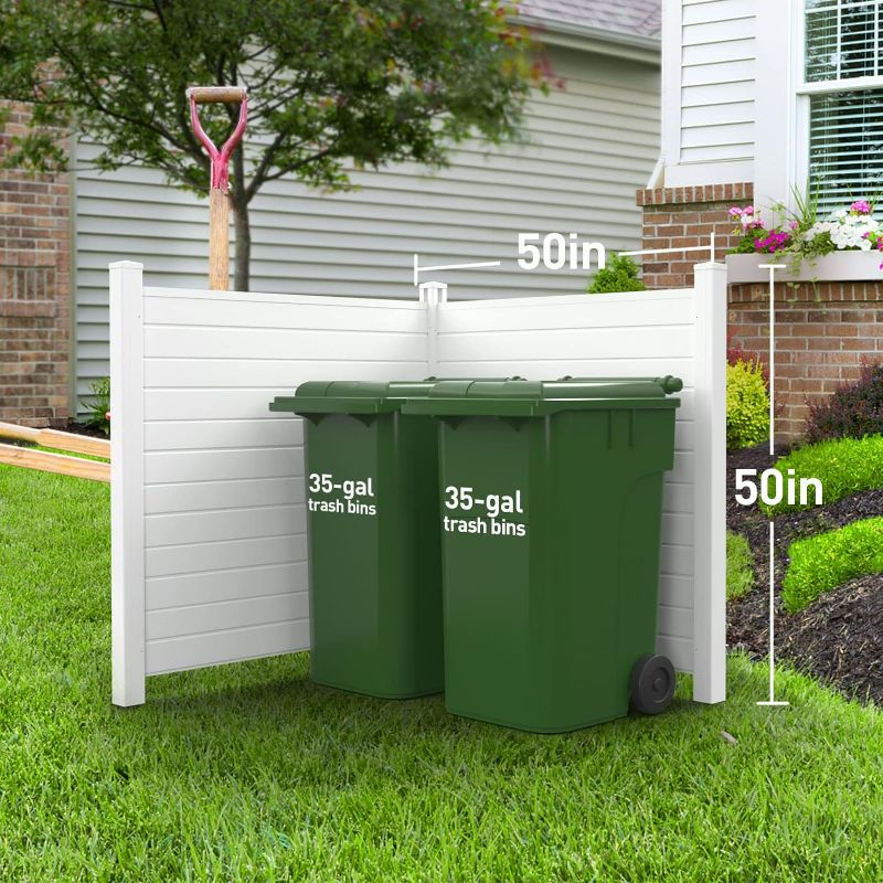 Photo 5 of (NON-REFUNDABLE) Caprihom 50"W X 50"H Air Conditioner Fence Screen Trash Can Enclosure Vinyl Privacy Fence Screen Panel Pool Equipment Enclosure Outdoor Privacy Screens and Panels Kit (2-Pack) 50"W X 50"H(Horizontal)