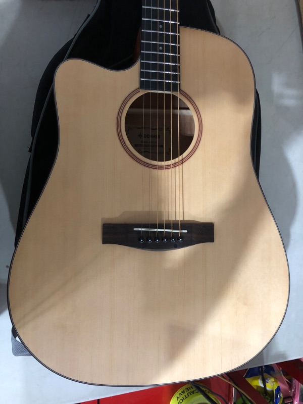 Photo 3 of (similar to stock photo) Donner Acoustic Guitar for Beginner Full Size Cutaway Acustica Guitarra & Acoustic Guitar Pickup