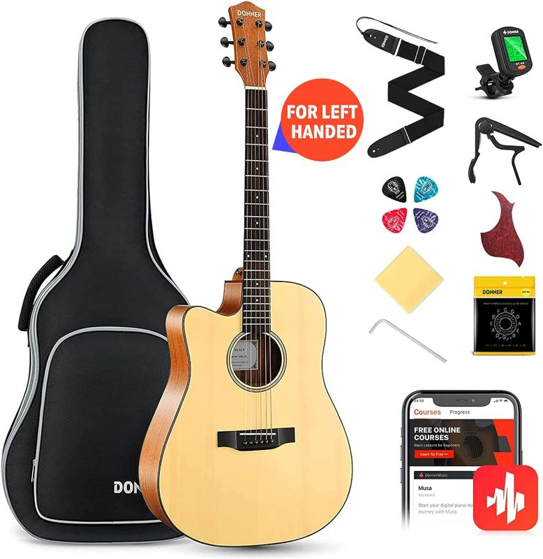 Photo 1 of (similar to stock photo) Donner Acoustic Guitar for Beginner Full Size Cutaway Acustica Guitarra & Acoustic Guitar Pickup