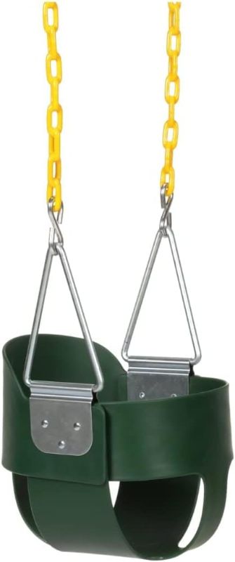 Photo 1 of **READ NOTES**
Eastern Jungle Gym Heavy-Duty High Back Full Bucket Toddler Swing Seat | Coated Swing Chains Fully Assembled | Green Swing Set Accessory
