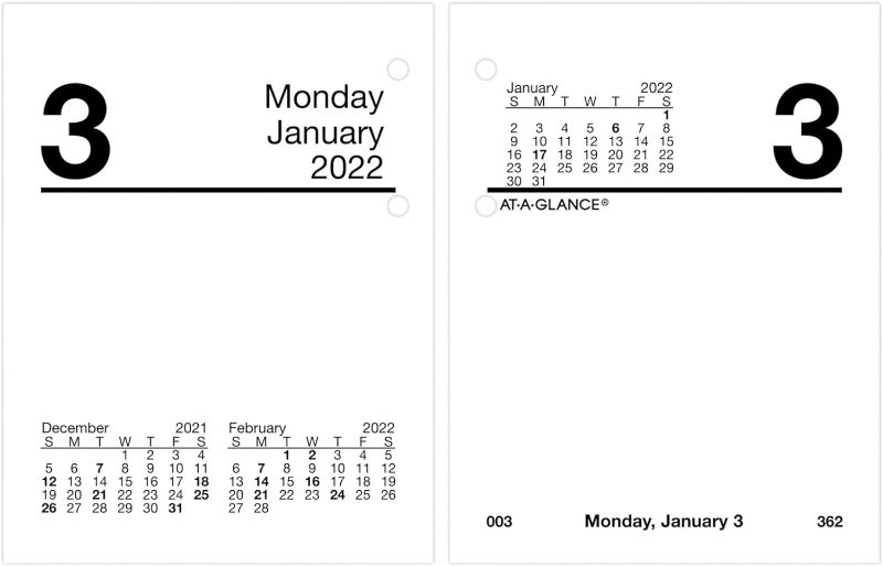 Photo 1 of **BUNDLE PACK OF 2 NON REFUNDABLE**
2022 Daily Desk Calendar Refill by AT-A-GLANCE, 3" x 3-3/4", Loose-Leaf, Compact (E91950), Black, 2022 New Edition
