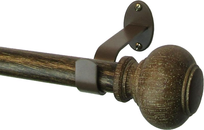 Photo 1 of **STOCK PHOTO FOR REFERENCE ONLY**
Elrene Home Fashions Rhinebeck Single Antique Walnut Curtain Rod, 1-Inch Diameter 48"-86"Adjustable..