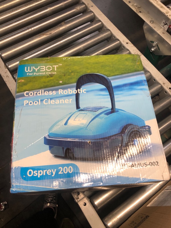 Photo 2 of ***USED AND DIRTY - MISSING POWER CORD - UNABLE TO TEST***
WYBOT Cordless Robotic Pool Cleaner, Automatic Pool Vacuum, Powerful Suction, IPX8 Waterproof, Dual-Motor, 180?m Fine Filter for Above/In Ground Flat Pool Up to 525 Sq.Ft -Osprey200 (Blue)