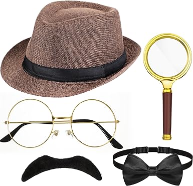 Photo 1 of 6 Pcs Detective Costume Accessories 100 Days of School Kids Detective Hat Adult Inspector Clouseau Costume Accessories
