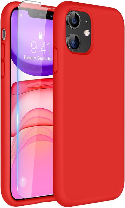 Photo 1 of Miracase Compatible with iPhone 11 Phone Case, with Screen Protector, Liquid Silicone Gel Rubber Full Body Drop Protection Shockproof Cover Phone Case for iPhone 11 6.1 inch Red?
