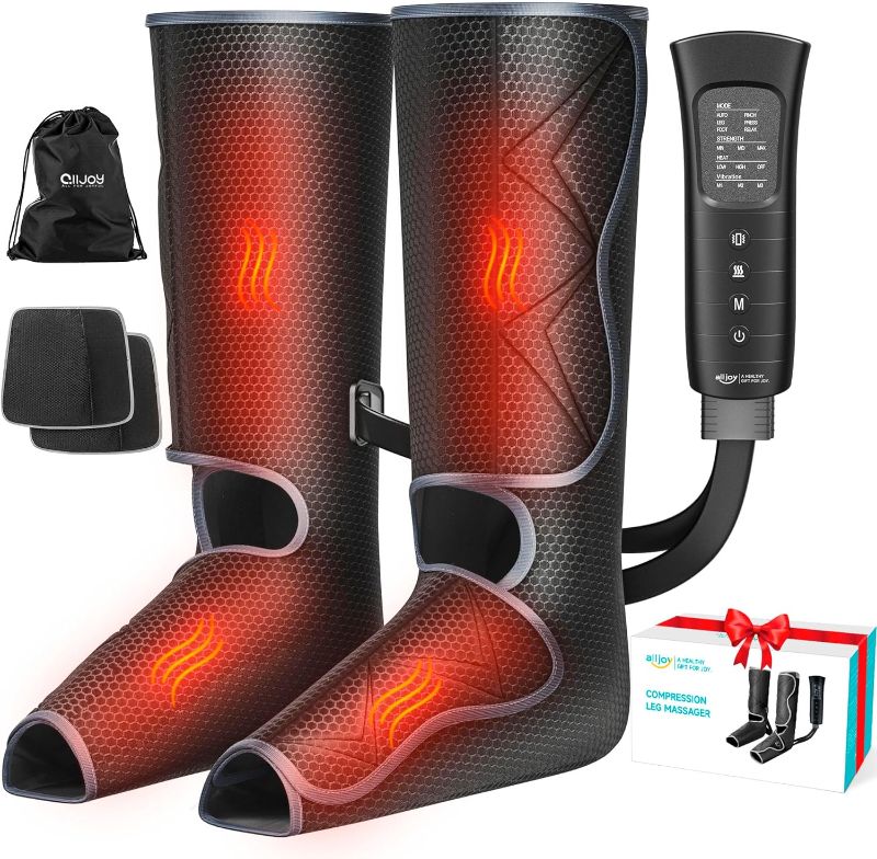 Photo 1 of ALLJOY Leg and Foot Massager with Heat, Air Compression Leg Massager for Circulation and Pain Relief, Foot and Calf Massager 6 Modes 3 Intensities 2 Heating Levels Adjustable Massage Boots
