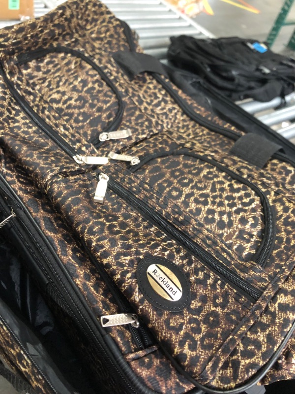 Photo 3 of (incomplete set) Rockland Jungle Softside Upright Luggage, Leopard, 4-Piece Set (14/19/24/28)