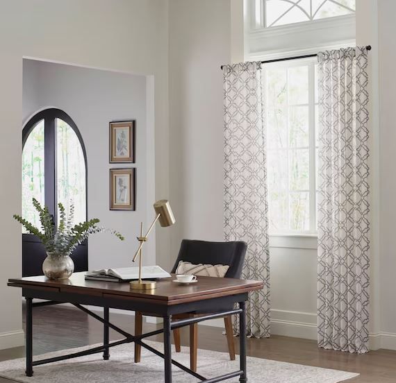 Photo 1 of (READ FULL POST) allen + roth 95-in Grey Light Filtering Back Tab Single Curtain Panel
