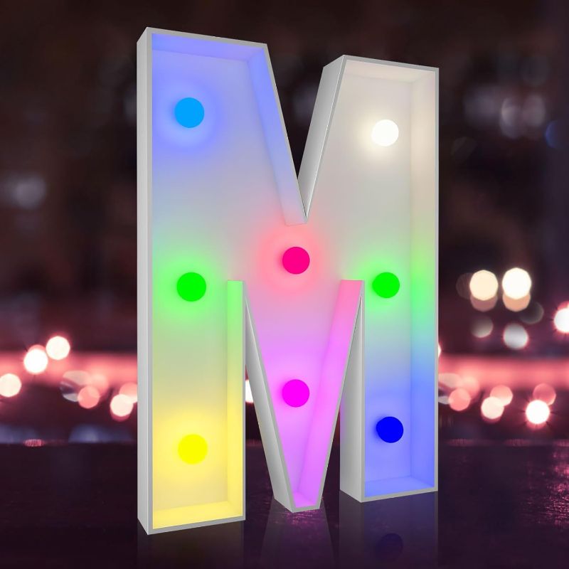 Photo 1 of 
JoyBox Design 2FT Colorful Marquee Light Up Letters M, 14 Modes Light Up Letters Sign with Switch for Graduation, Birthday or Wedding Decorations