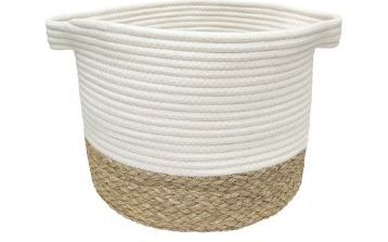 Photo 1 of allen + roth Rope and sea grass (12-in W x 9.5-in H x 12-in D) Beige and Natural Sea Grass Basket
