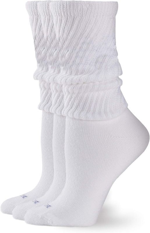 Photo 1 of HUE Women's Slouch 3 Pair Pack, Soft Chunky Scrunch, Stack Socks | 6-11 White 3 Pair