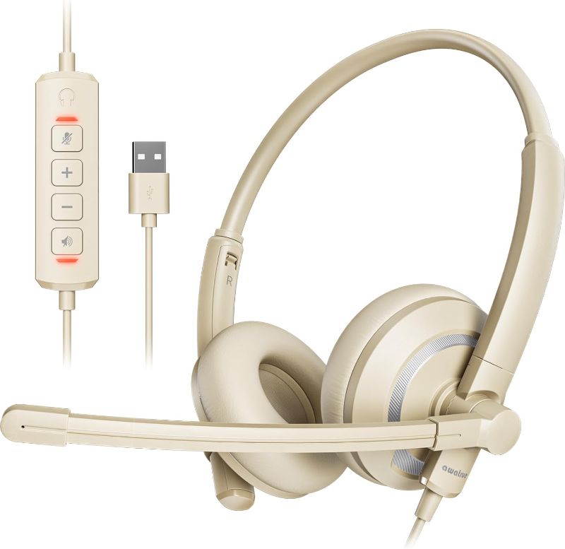 Photo 1 of **STOCK IMAGE FOR REFERENCE**
USB Headset with Microphone for PC Laptop - Headphones Lightweight-Apricot