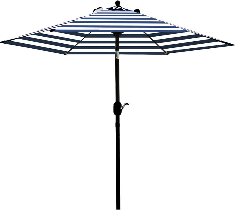 Photo 1 of ***USED - LIKELY MISSING PARTS - UNABLE TO VERIFY FUNCITONALITY***
Sunnyglade 7.5' Patio Umbrella Outdoor Table Market Umbrella with Push Button Tilt/Crank, 6 Ribs (Blue and White)