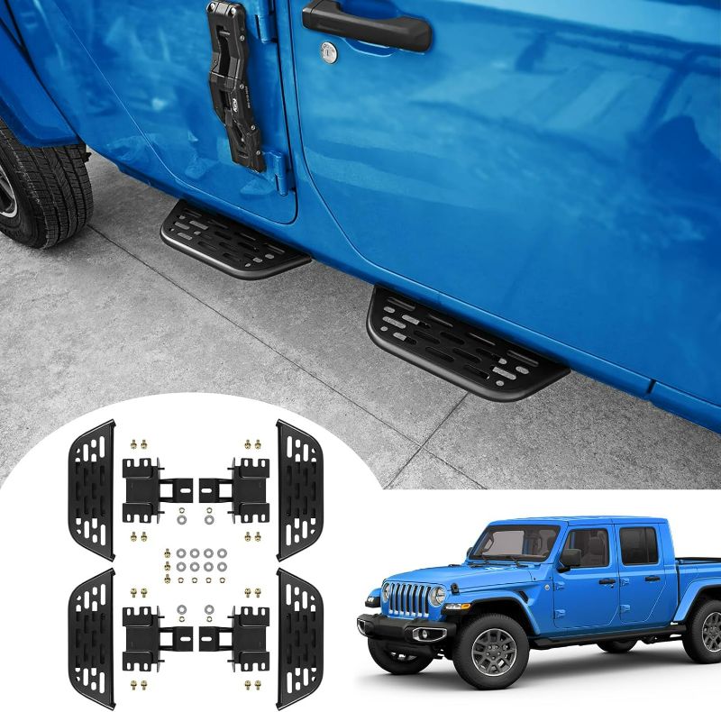 Photo 1 of (NON-REFUNDABLE) Running Boards Fit for 2019-2024 Jeep Gladiator JT 4 Door Steel Side Steps Front/Rear Door Steps for 2019 2020 2021 2022 2023 2024 Jeep Gladiator Accessories
