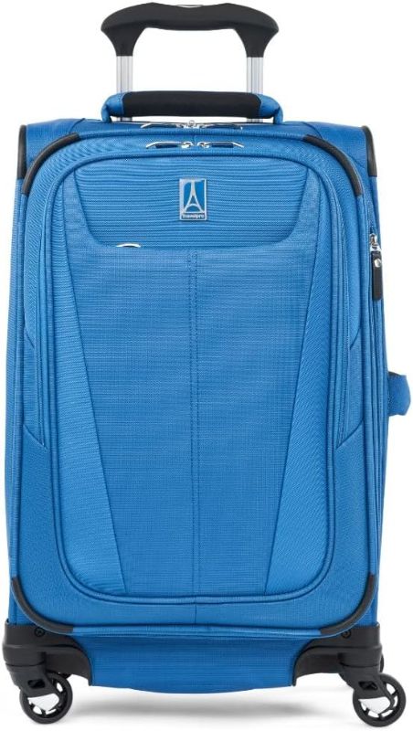 Photo 1 of Travelpro Maxlite 5 Softside Expandable Carry on Luggage with 4 Spinner Wheels, Lightweight Suitcase, Men and Women, Azure Blue, 21-Inch