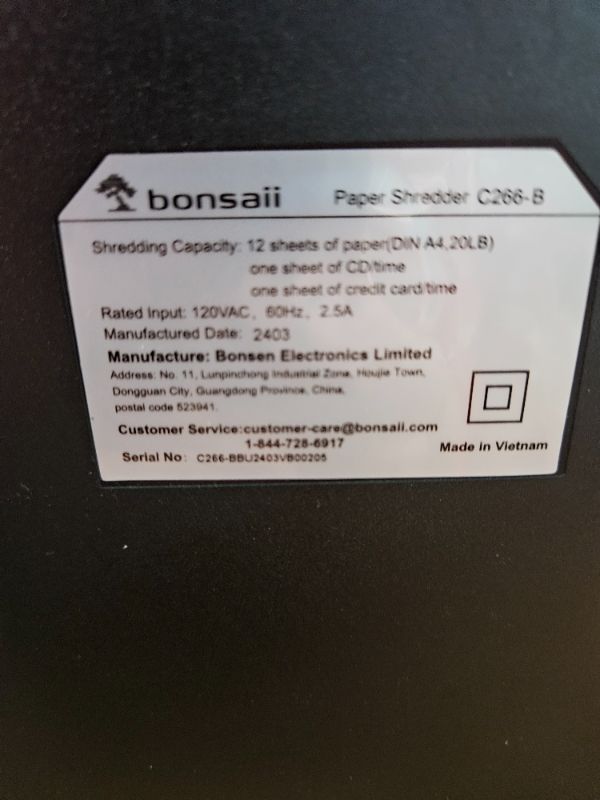 Photo 3 of Bonsaii 12-Sheet Micro Cut Shredder