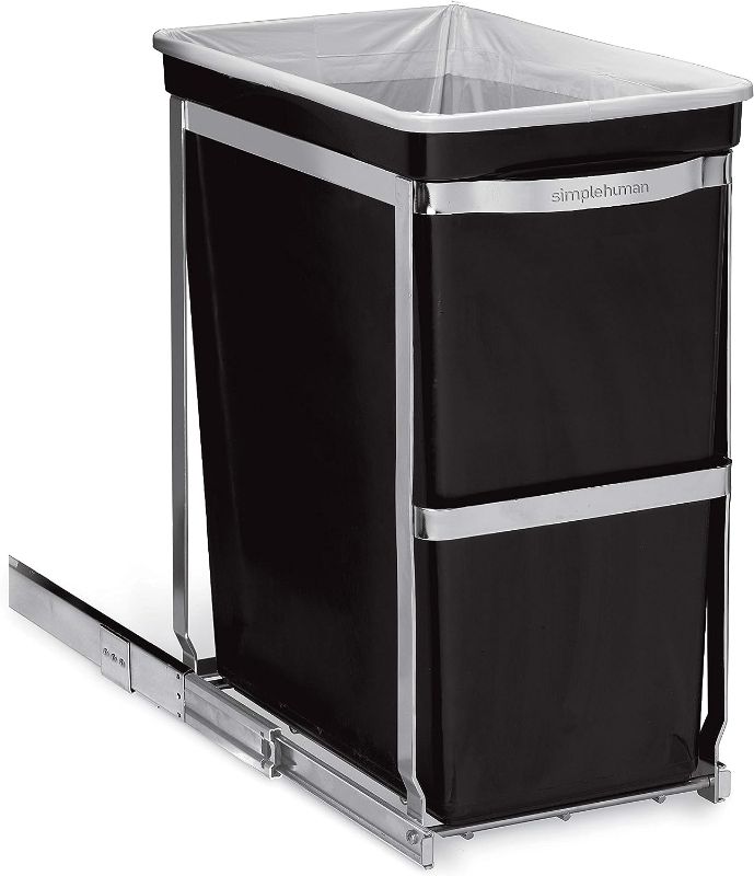 Photo 1 of (see all images) simplehuman 30 Liter / 8 Gallon Under Counter Kitchen Cabinet Pull-Out Trash Can