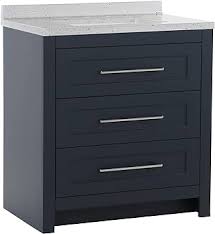 Photo 1 of **MAY BE MISSING HARDWARE**
Genta 30 in. W x 19 in. D x 34 in. H Single Sink Freestanding Bath Vanity in Deep Blue with White Cultured Marble Top