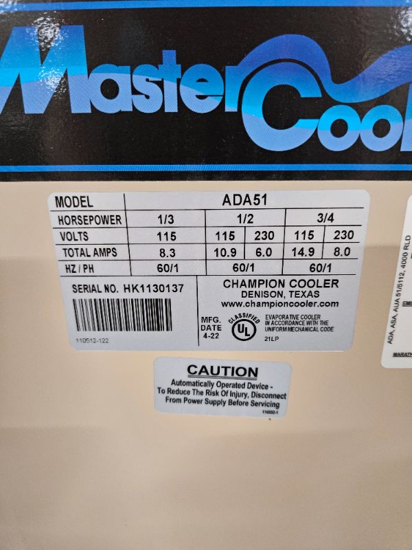 Photo 3 of **DENTED - UNABLE TO TEST**
5000 CFM Down-Draft Roof 8 in. Media Evaporative Cooler for 1650 sq. ft. (Motor Not Included) ADA51