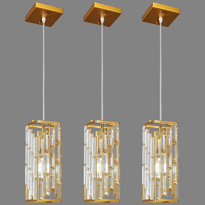 Photo 1 of ***USED - LIKELY MISSING PARTS - UNABLE TO VERIFY FUNCITONALITY***
Gold Pendant Lighting Modern Pendant Light, Mini Crystal Chandeliers, (3 Pack)