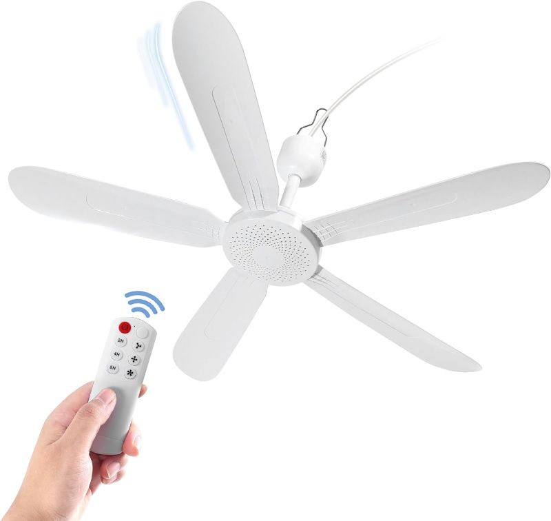 Photo 1 of **UNABLE TO TEST**
28" Inch Ceiling Fan AC 110V/DC 12V Indoor Outdoor Gazebo Electric Fan