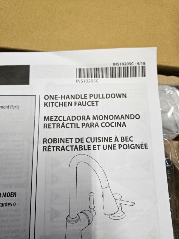 Photo 3 of **OPEN BOX - APPEARS UNUSED**
Moen 87014SRS Essie Pull-Down Sprayer Kitchen Faucet in Spot Resist Stainless with Soap Dispenser, Spot Resist Stainless