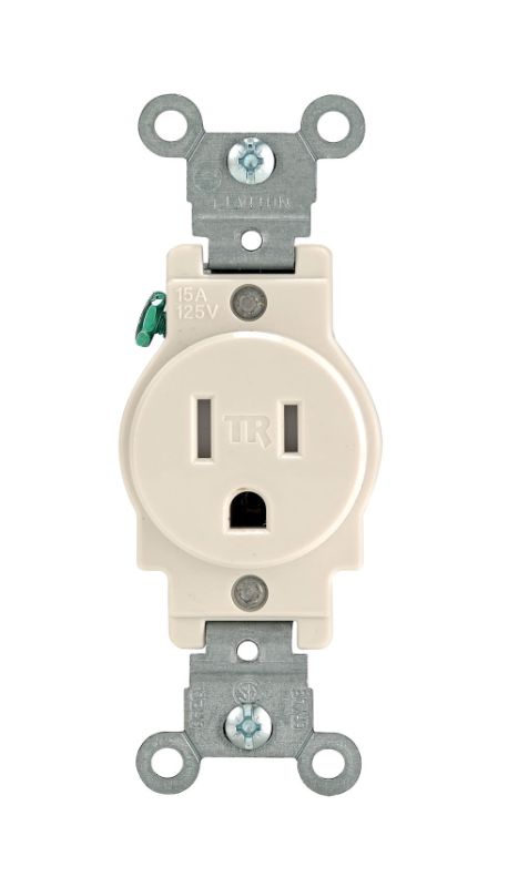 Photo 1 of **NON-REFUNDABLE BUNDLE OF 3**
Leviton T5015-T 15 Amp, 125 Volt, Narrow Body Single Receptacle, Straight Blade, Tamper Resistant, Commercial Grade, Grounding, Light Almond Light Almond No Size