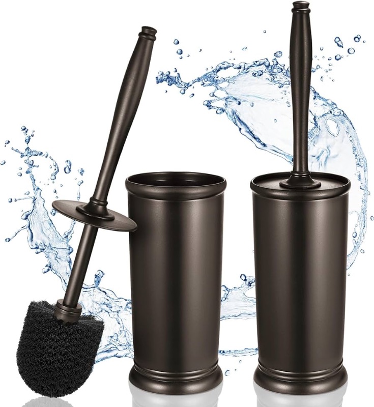 Photo 1 of **MISSING ONE BRUSH**
Toilet Bowl Brush Holder Set: 2 Pack Modern Deep Cleaning Bathroom Toilet Scrubber