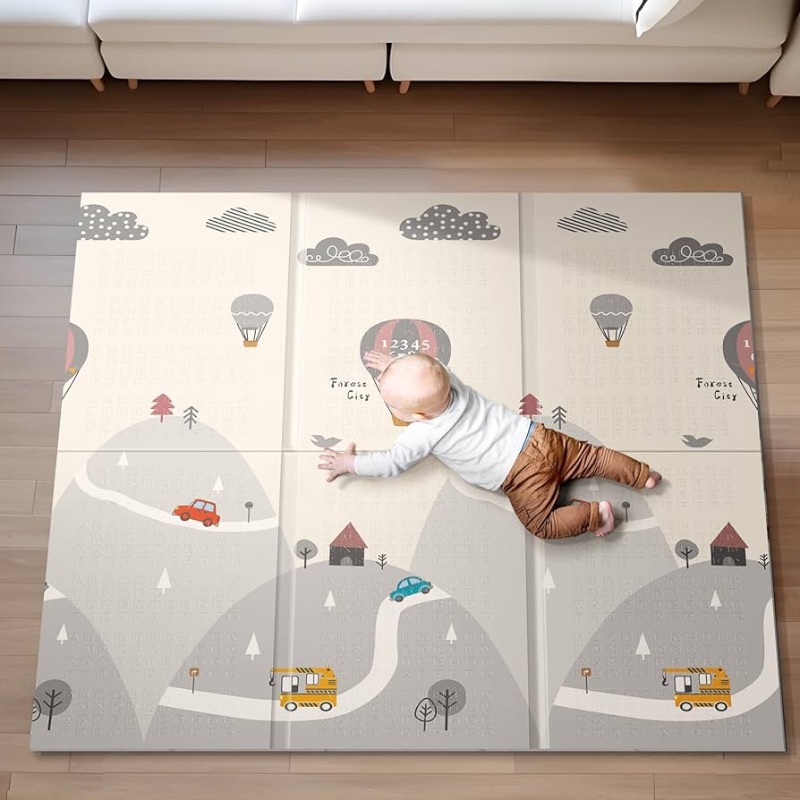 Photo 1 of Baby Play Mat, 59" X59 " Extra Large Foldable Baby Mat for Playtime and Tummy Time