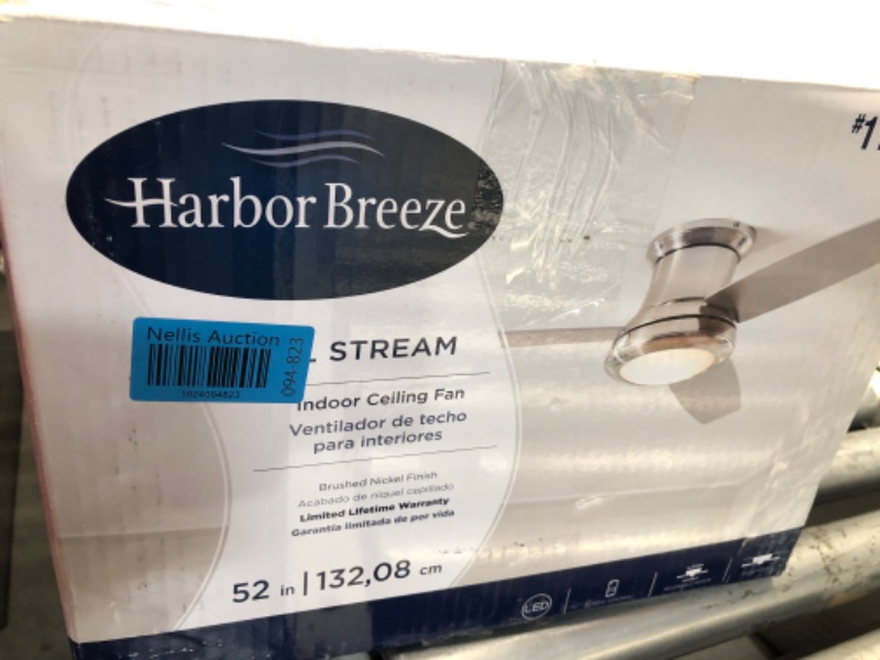 Photo 3 of **UNABLE TO TEST**
Harbor Breeze Sail Stream 52-in Brushed Nickel Flush Mount Indoor Ceiling Fan with Light Kit and Remote (3-Blade)