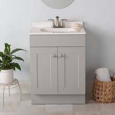 Photo 1 of **MAJOR CRACK DOWN SIDE**
Project Source 30-in Gray Single Sink Bathroom Vanity with White Cultured Marble Top