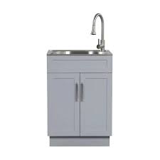 Photo 1 of **NONREFUNDABLE**FOR PARTS OR REPAIR**SEE NOTES**
Style Selections 21.4-in x 24.1-in 1-Basin Light Gray Freestanding Utility Tub with Drain and Faucet