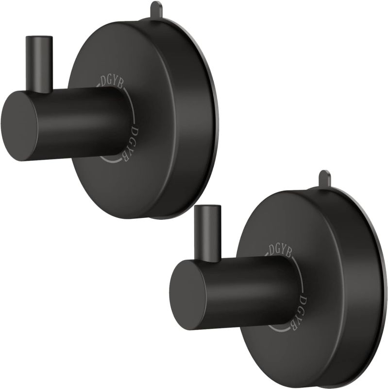 Photo 1 of DGYB Suction Cup Hooks for Shower Set of 2 Towel Hooks for Bathrooms SUS 304 Stainless Steel Matte Black Shower Hooks for Loofah 15 LB Bathroom Hooks for Towels
