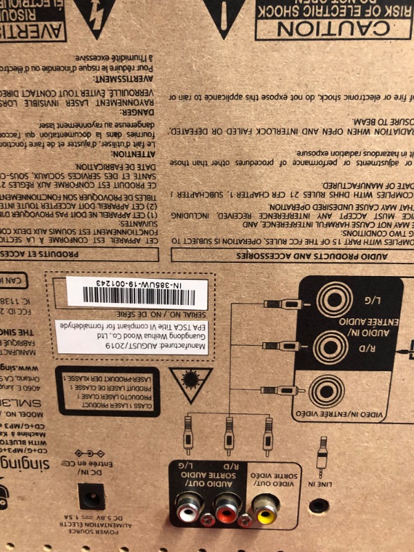 Photo 4 of ***USED - POWERS ON - UNABLE TO TEST FURTHER***
Singing Machine Portable Karaoke Machine for Adults & Kids with Wired Microphone, White - Built-In Speaker, Bluetooth with LED Disco Lights - Karaoke System with CD+G Player & USB Connectivity