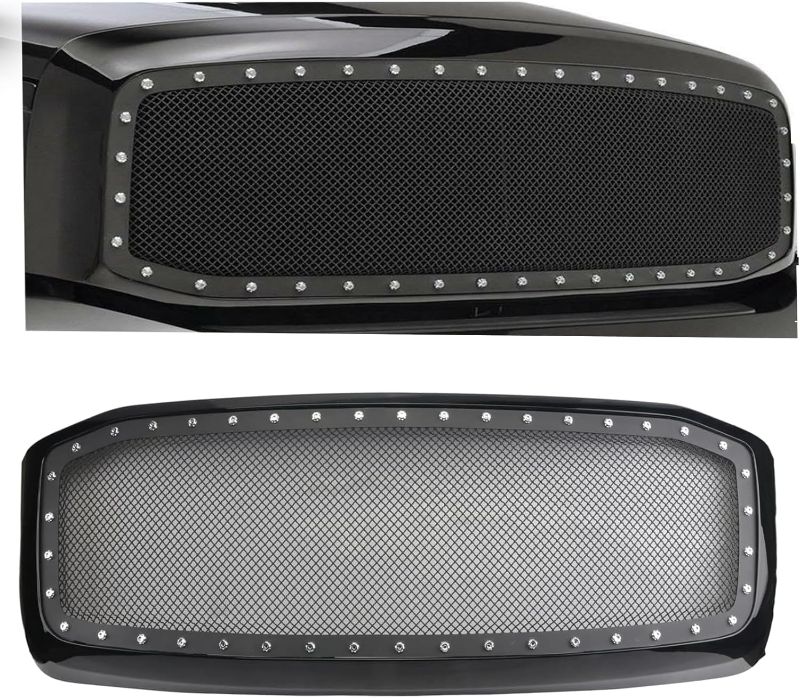 Photo 1 of ***USED - LIKELY MISSING PARTS - UNABLE TO VERIFY FUNCITONALITY***
Front Grille for Dodge Ram 1500 2006-2008 & 06-09 2500 3500 -Main Upper Gloss Black Grill Grilles with Mesh and Rivets