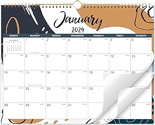 Photo 1 of 2024 Wall Calendar - 2024 Calendar, 12 monthly Calendar from Jan 2024 - Dec 2024, 14.6" x 11.5", Large Block with Julian Dates, Twin-Wire Binding, Hanging Hook, Thick paper, holidays